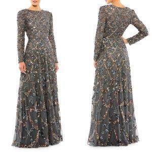 Mac Duggal Bead & Sequin-Embellished A-Line Gown